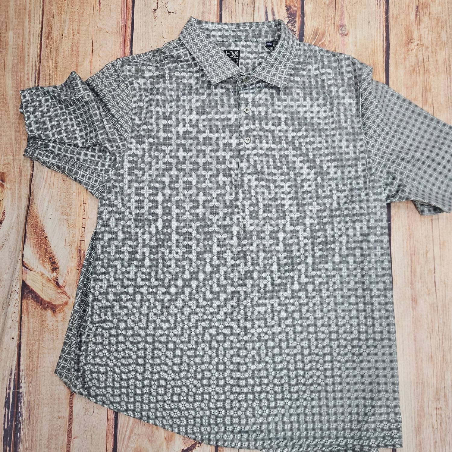F/X Fusion Men's Diamond Print Polo in silver - men's shirt