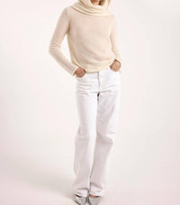 Brodie Cashmere Estelle Sparkle Hooded Cowl Neck Cashmere Jumper in ivory - women's long sleeve top - view 5