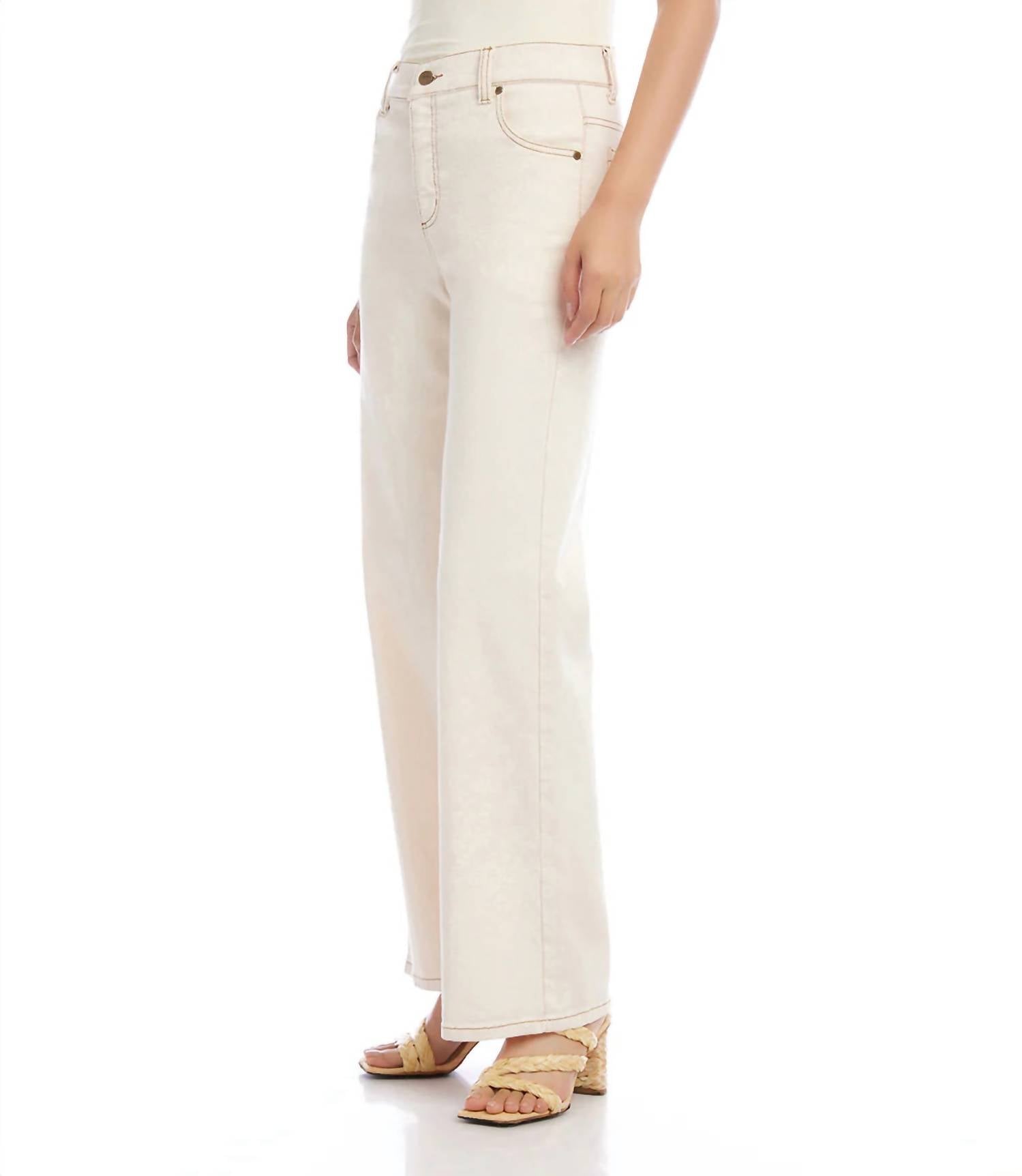 Karen Kane Nova Natural Wide Leg Jeans - women's pants - detail view