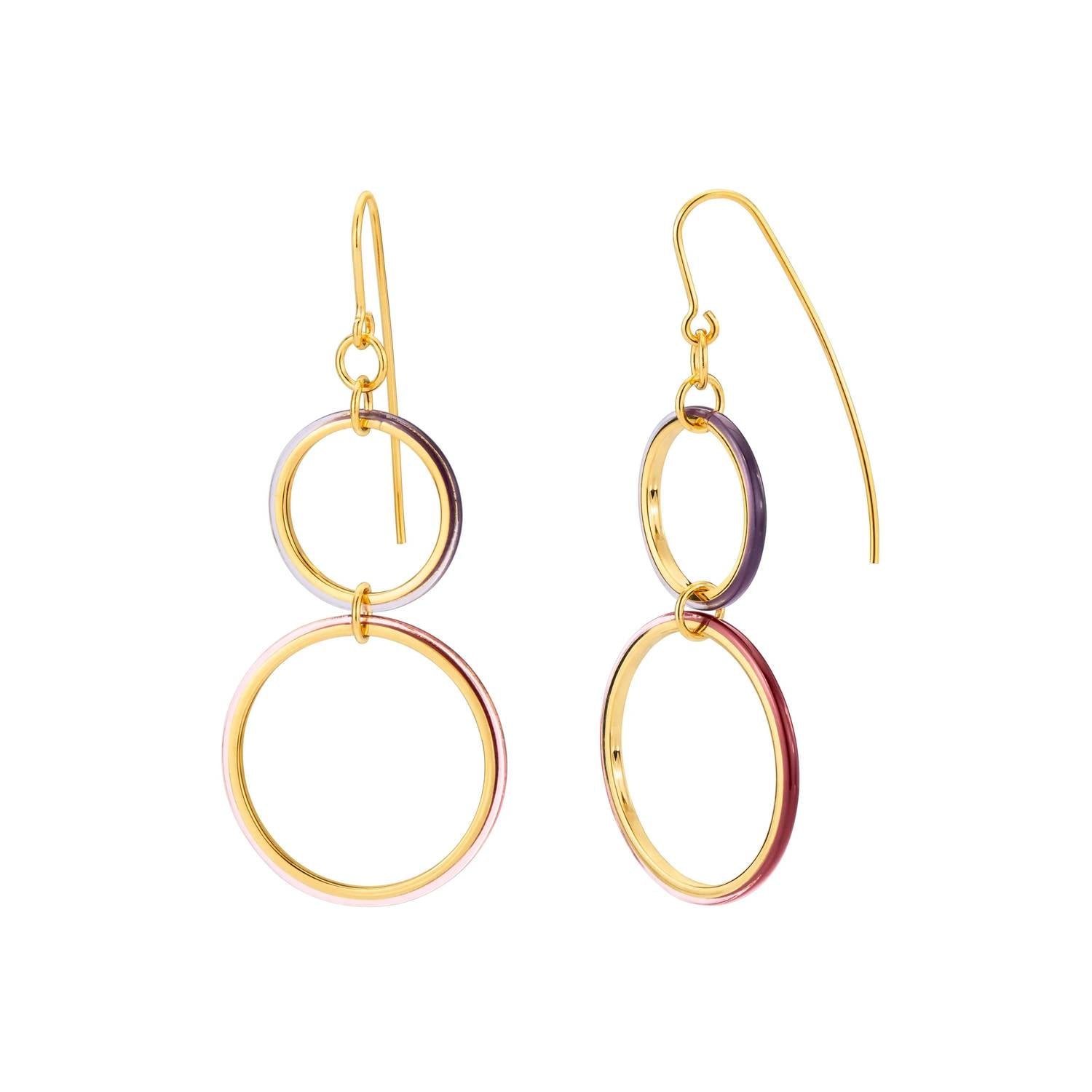 Gold & Honey - Women's Thin Double Drop Lucite Earrings