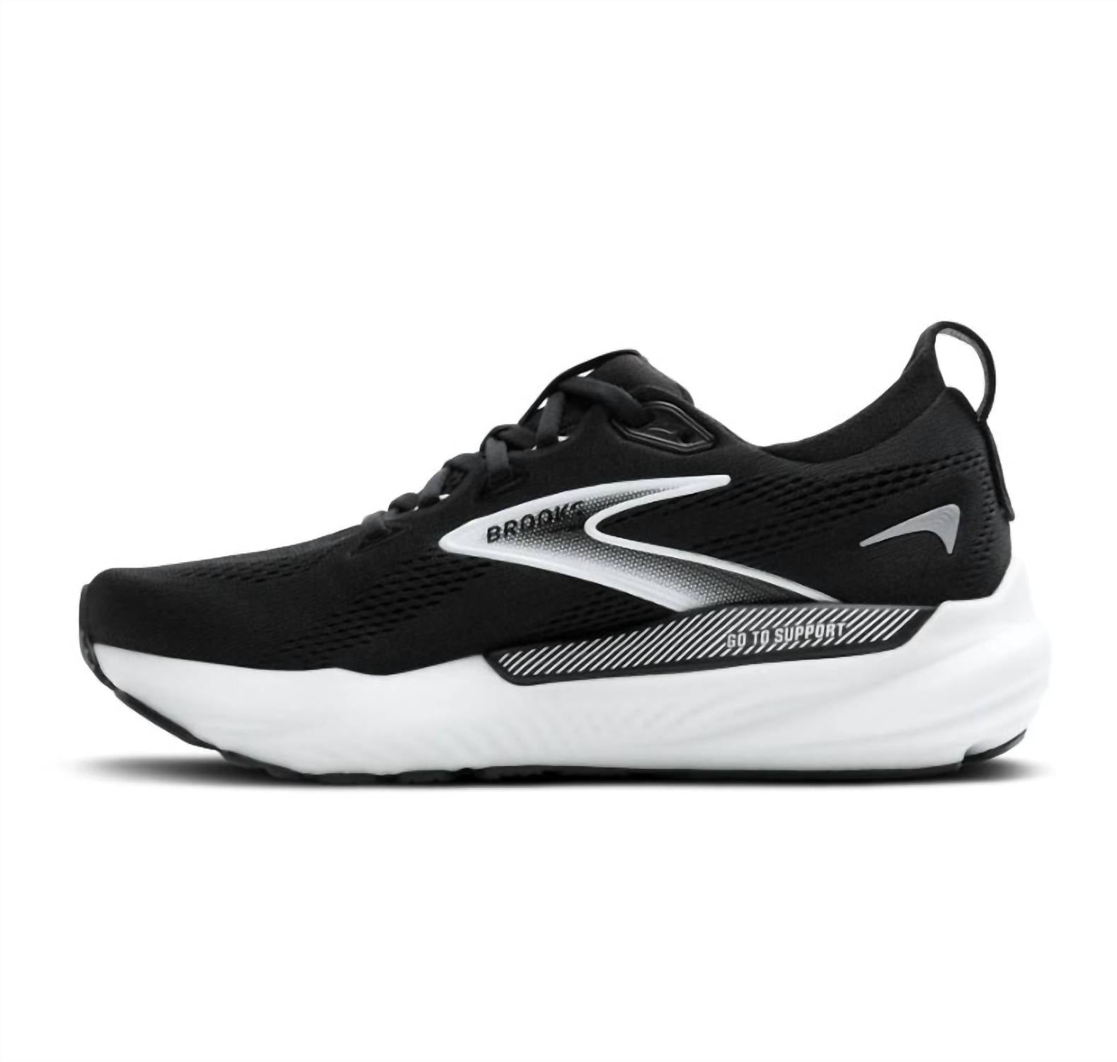 BROOKS Men's Glycerin Gts 22 Running Shoes in black grey white 2 - men's shoe - detail view