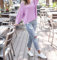 Grace and Lace Boyfriend Slouchy Knit Sweater in orchid - women's sweater - view 7