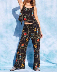 Illa Illa - Printed Open Back Top And Pants Set