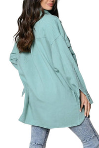 Peach Love - DENIM BUTTON UP SHACKET