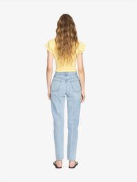 Ossou Noon High Rise Straight Leg Jean in salt wash - women's jeans - detail view