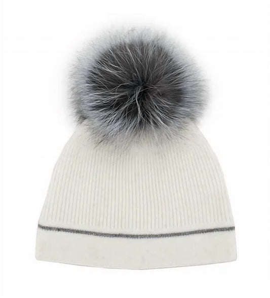 HTAN71 - Beanie w/ Fox Fur Pom