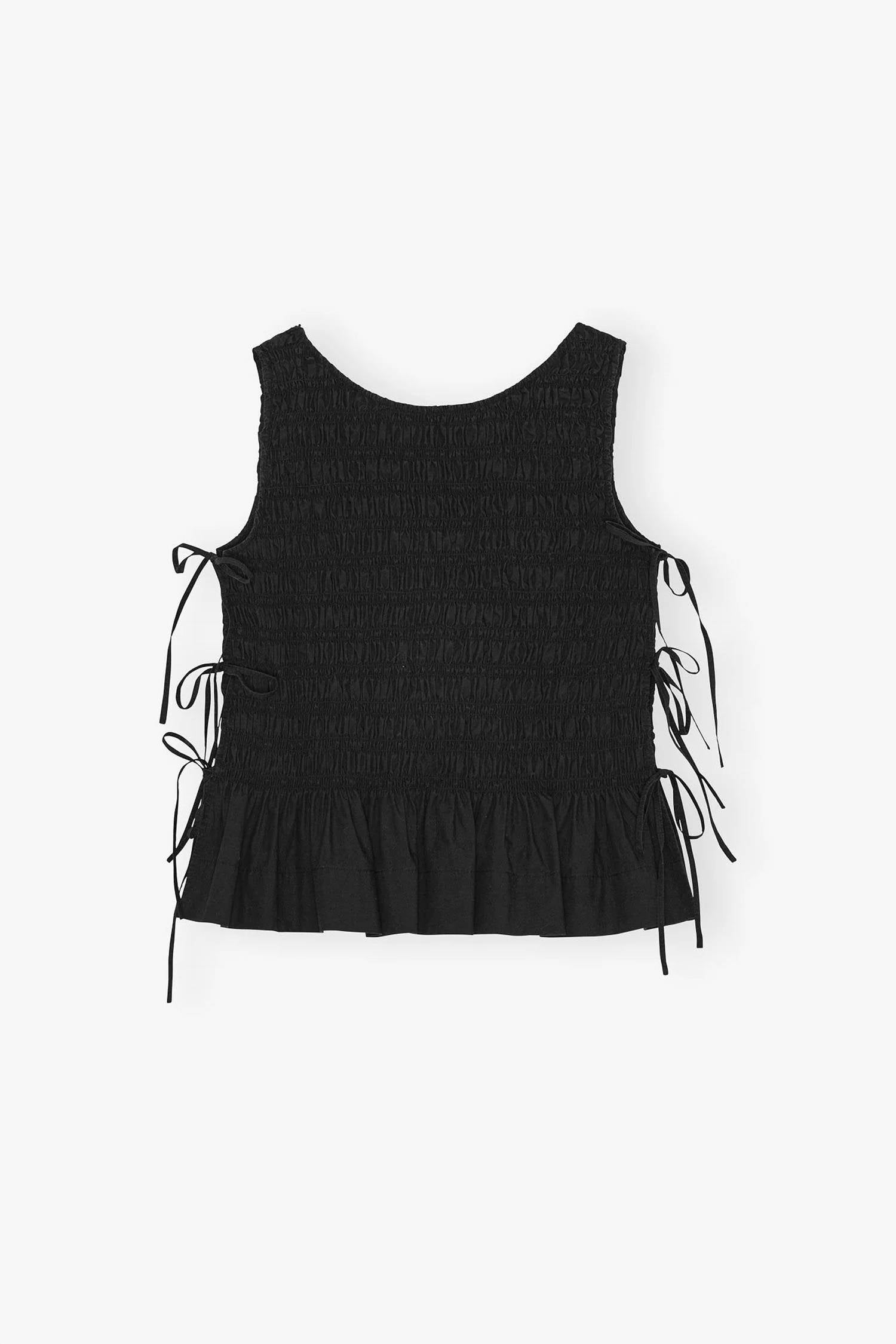 Ganni - Cotton Smock Tie Top