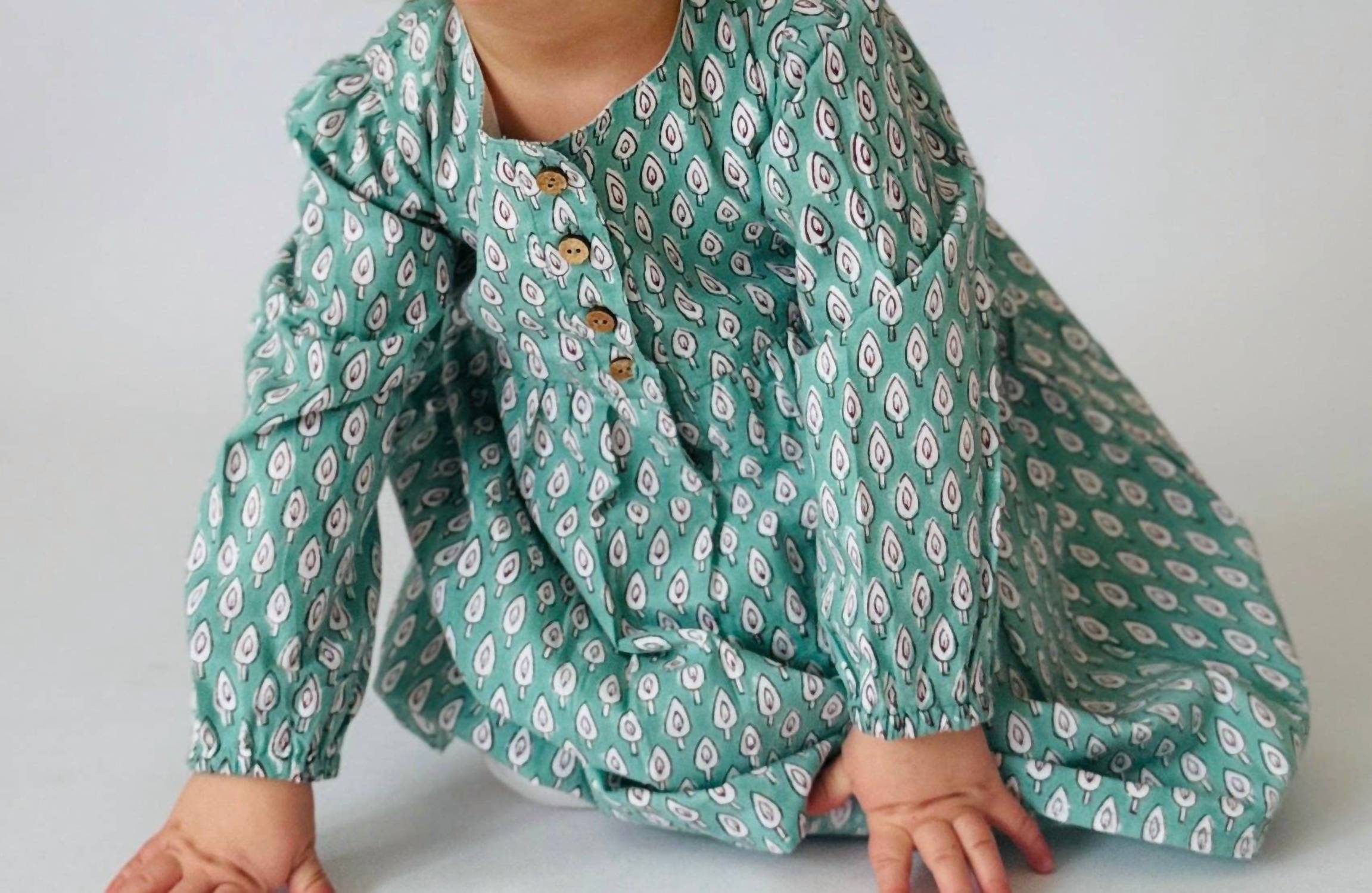 Meerahi - Girls Fall Front-opening Petal Print Dress