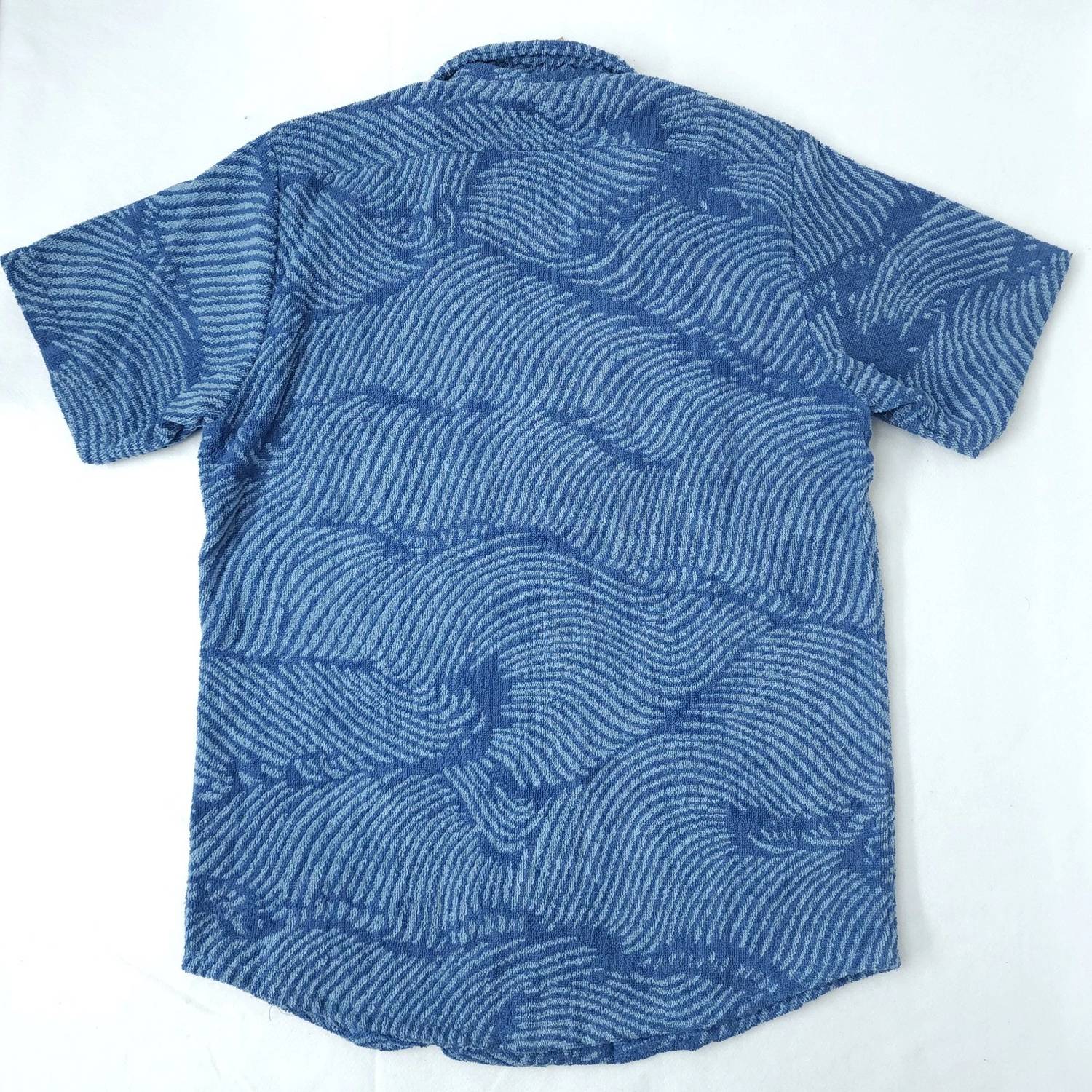 OAS Men’s After Swim Terry Button-up Shirt in blue - men's shirt - detail view