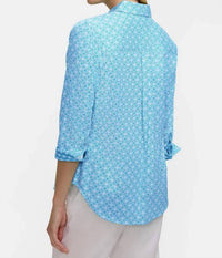Foxcroft - Margie Geo Lattice 3/4 Sleeve Shirt