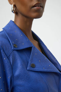 Joseph Ribkoff - Embellished Faux Leather Moto Jacket