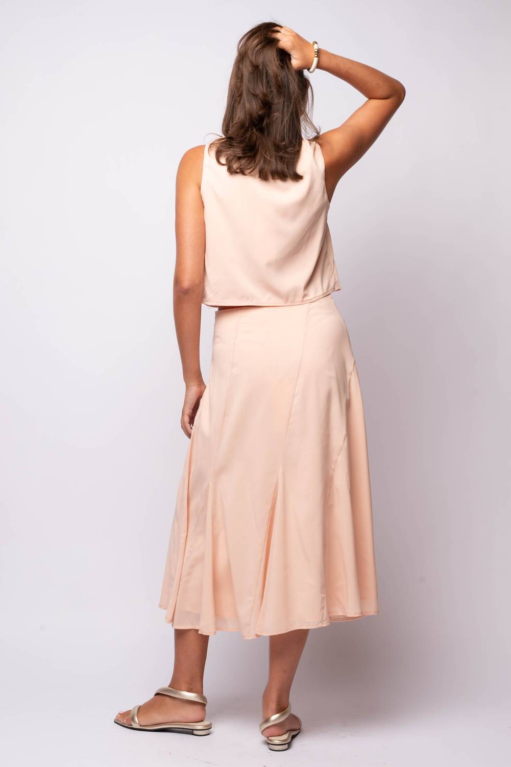 CIEBON Verda Embroidered Vest Top in pastel peach - women's jacket - alternate view