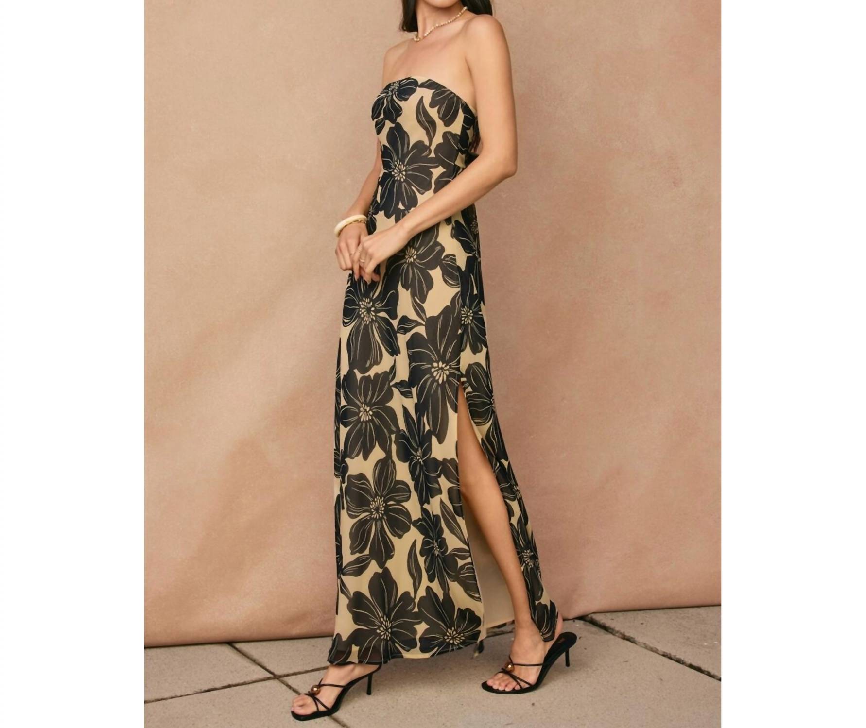 Dress Forum - Linen Strapless Tie Back Maxi Dress