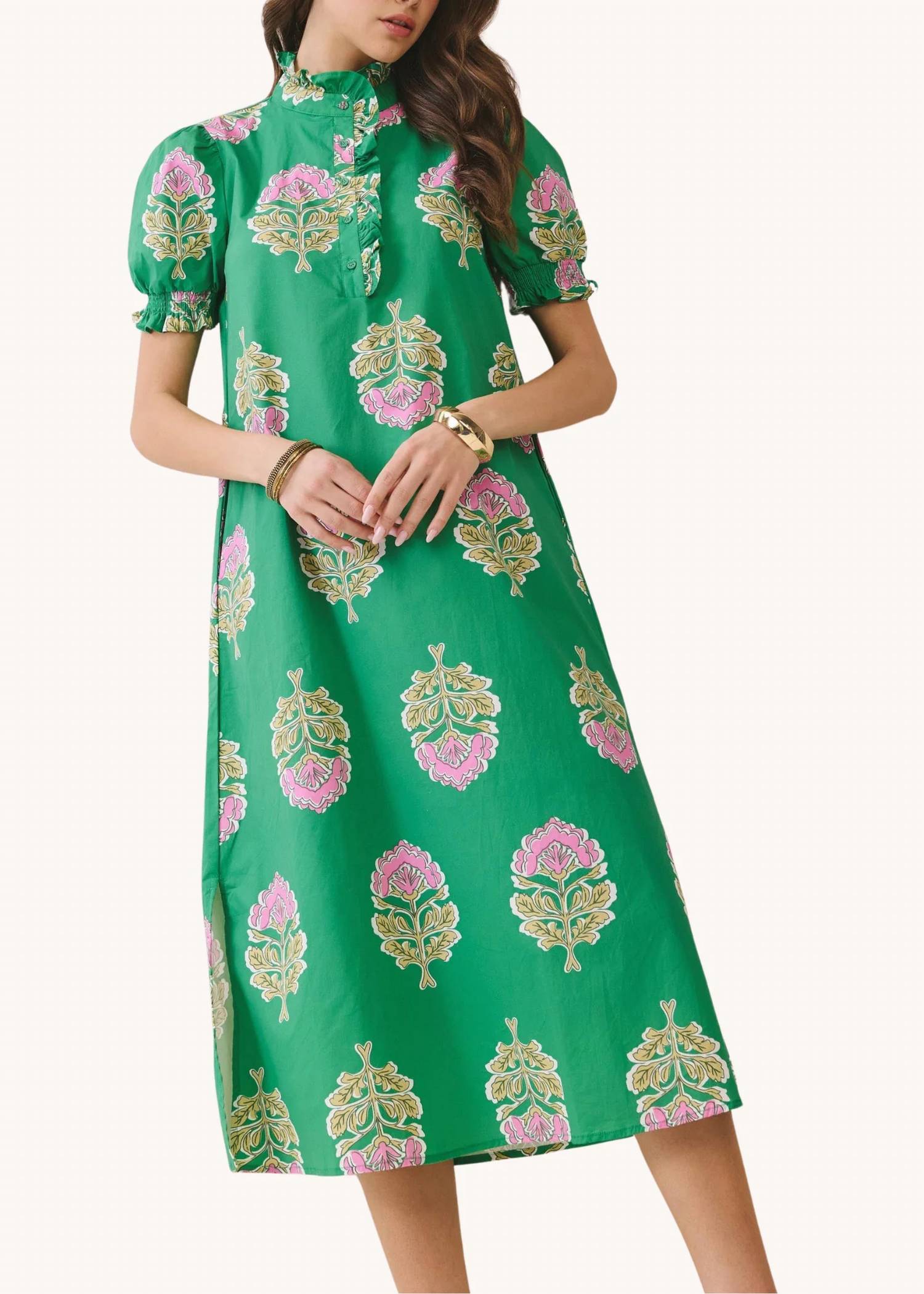 Tcec - Fields Block Print Smocked Midi Dress