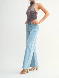 JUST USA Relaxed Wide Leg Jeans in light denim - women's jeans - alternate view