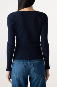 AMO Heartfelt Long Sleeve Top in twilight - women's long sleeve top - detail view