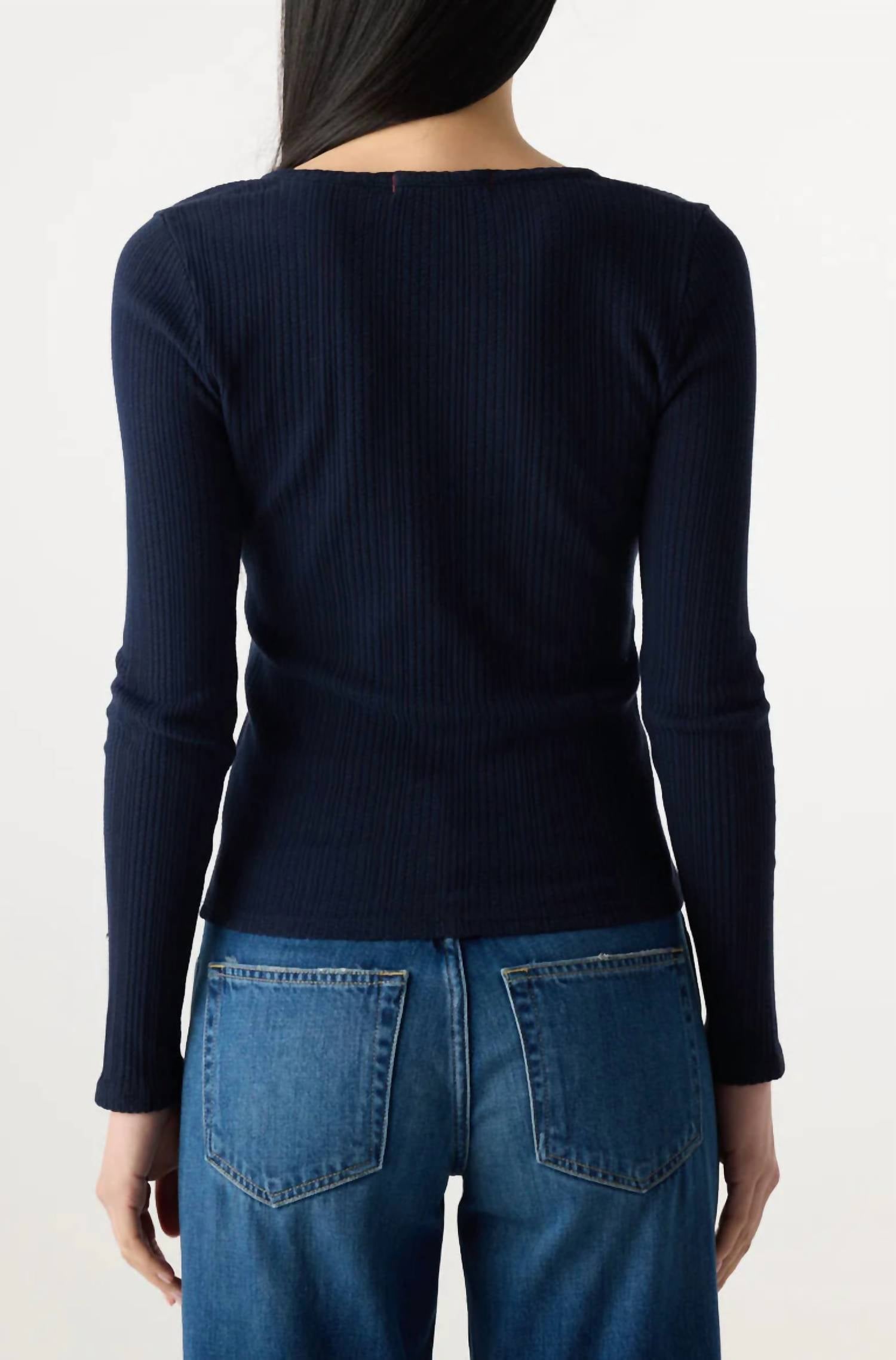 AMO Heartfelt Long Sleeve Top in twilight - women's long sleeve top - detail view