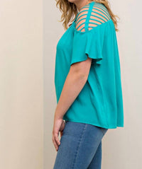 Entro - Strappy Short Sleeve Top - Plus