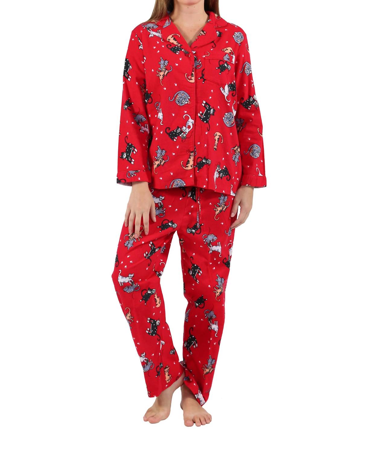La Cera - Here Kitty Kitty Flannel Pajama Set