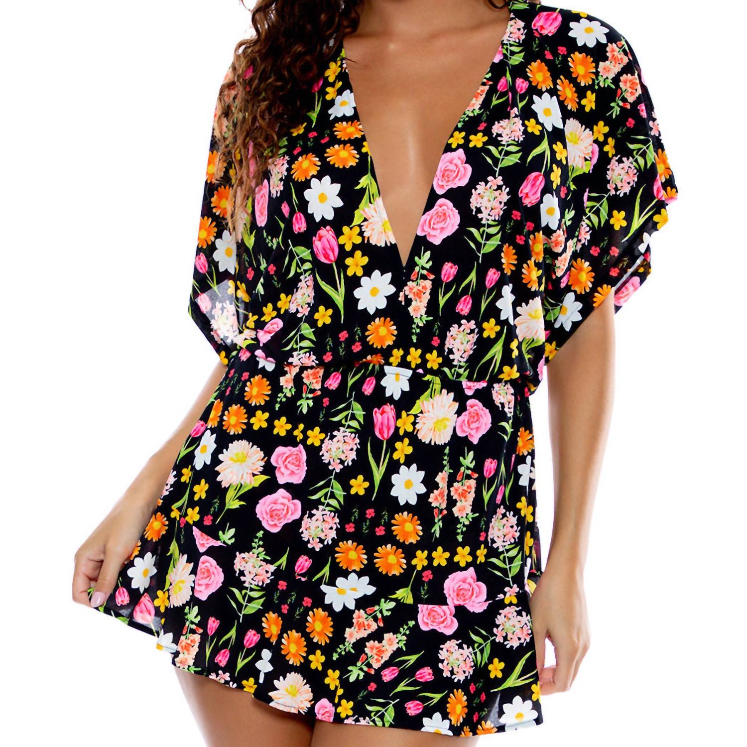 Luli Fama - Luli's Secret Garden Playera V-neck Ruffle Mini Dress