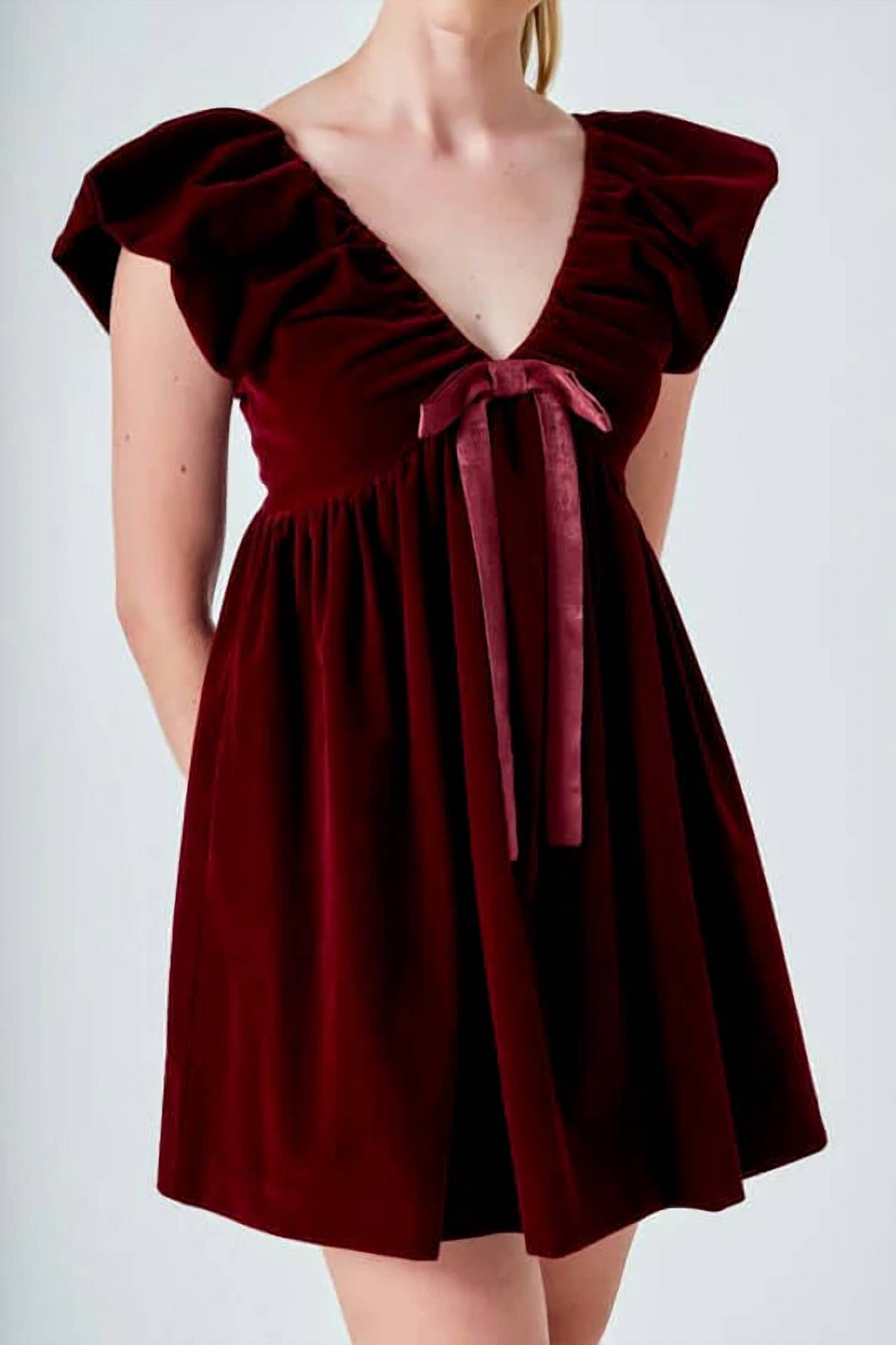 Endless Rose - Velvet Satin Bow Mini Dress