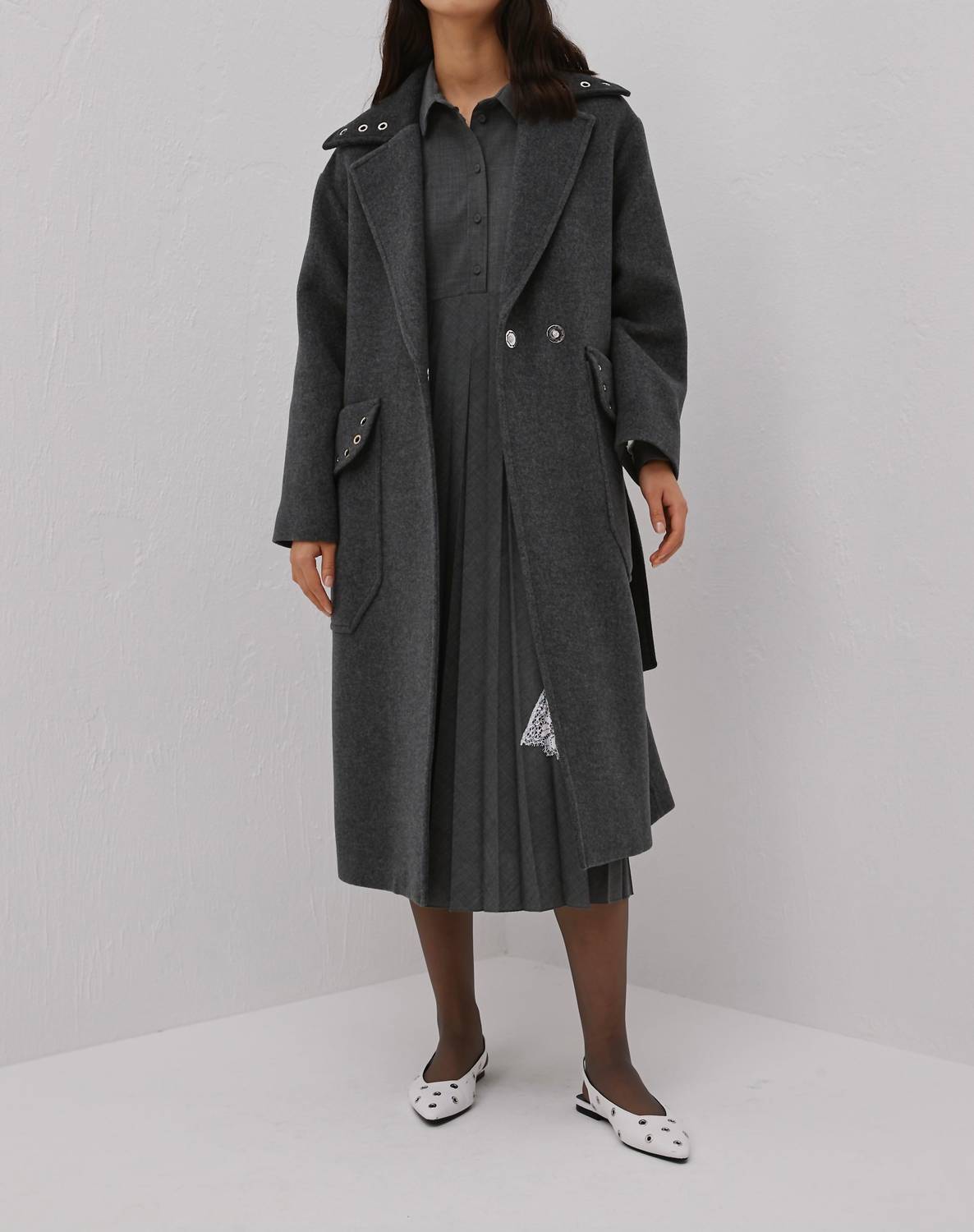 Beatrice .B - Grommet Collar Long Coat