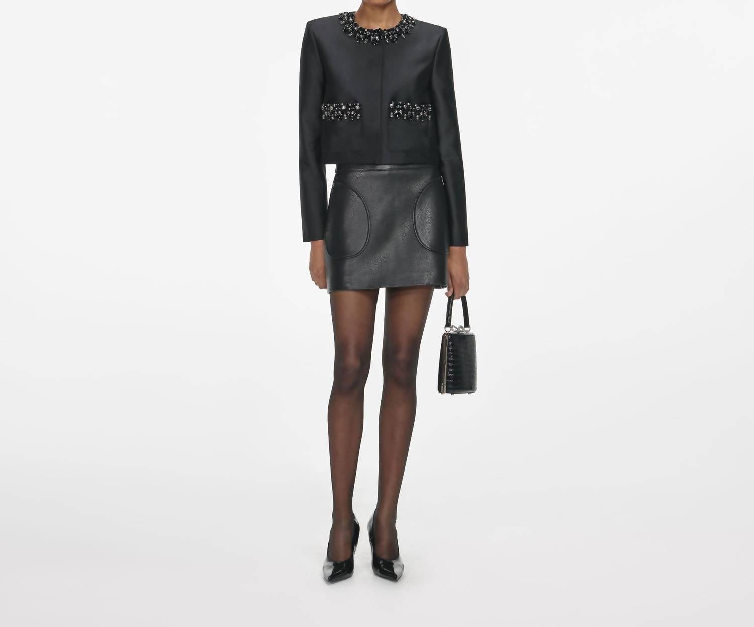 Self-Portrait - Leather Mini Skirt