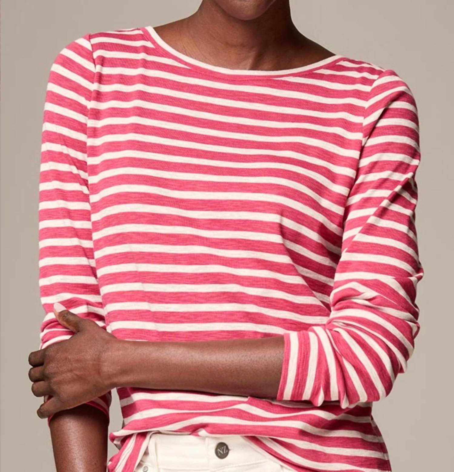 Nic + Zoe - Stripe Boatneck Long Sleeve Tee