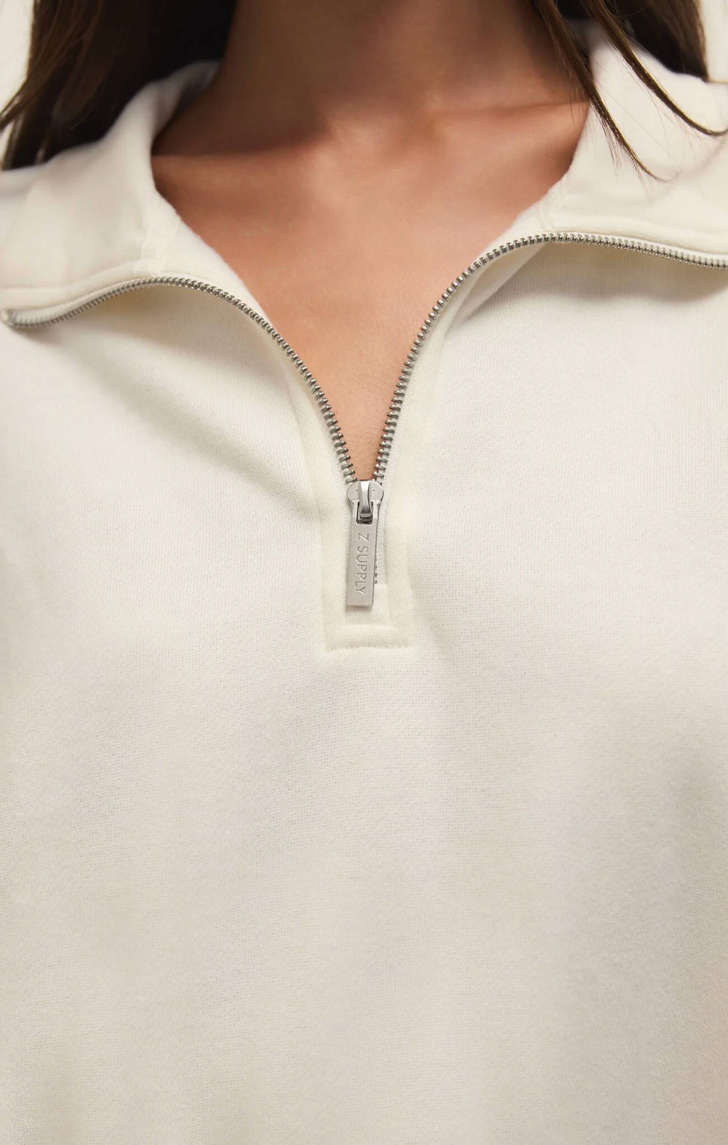 Z Supply Downtown Half Zip Sweatshirt in cloud - women's top - view 6