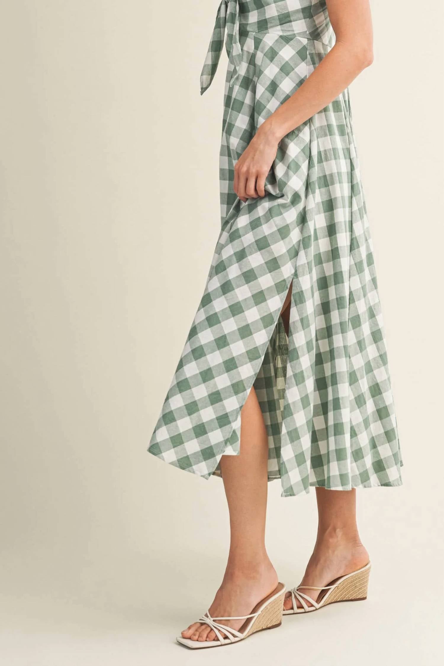 Mustard Seed - Miranda Tie Front Gingham Midi Dress