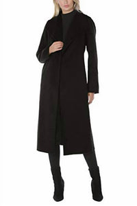 Women's Double Layered Collar Belted Wool Long Coat