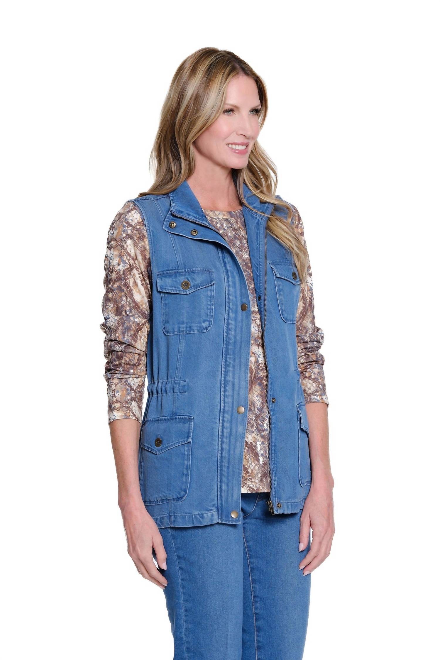 Multiples - Drawstring Waist Denim Vest