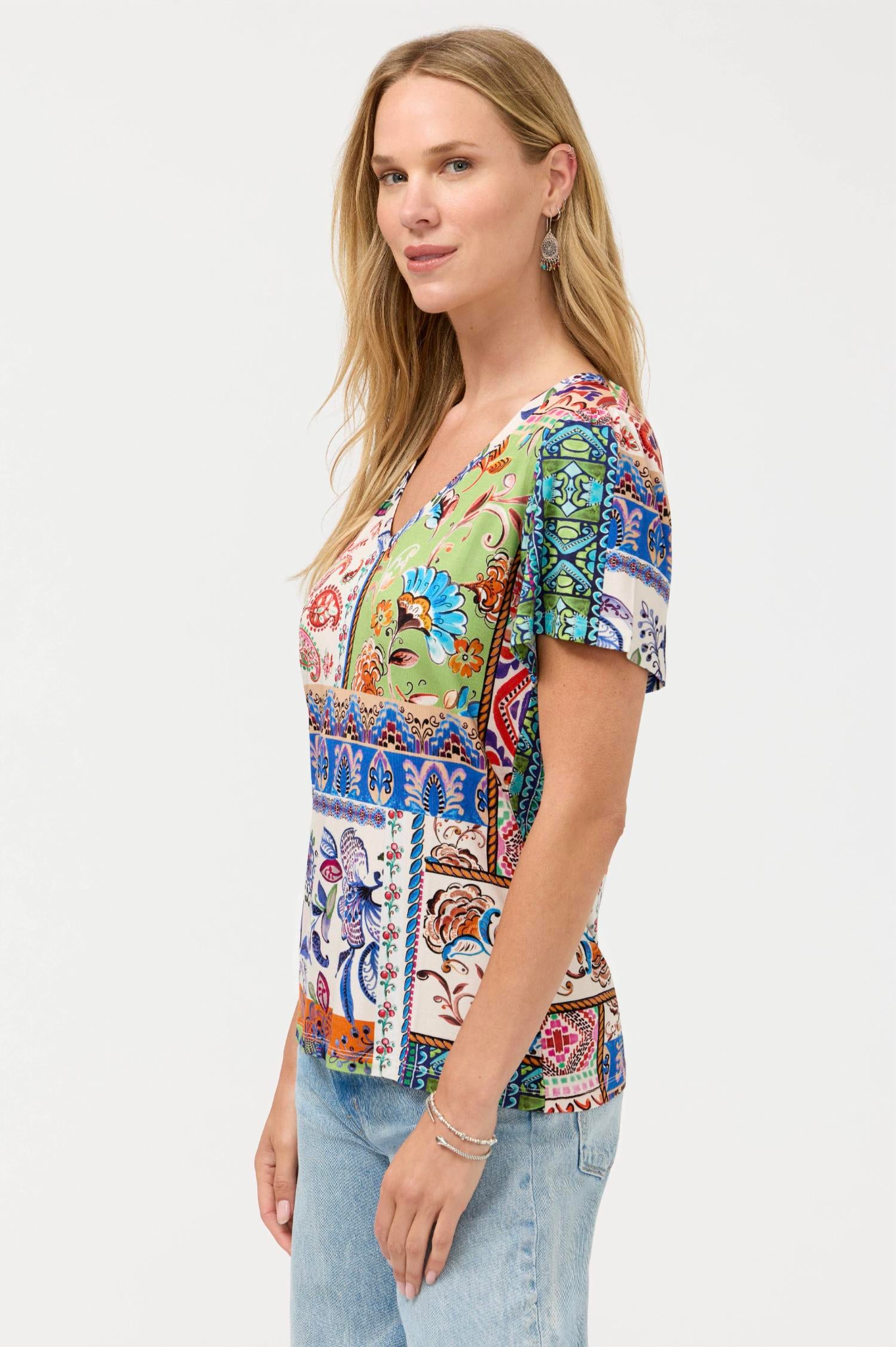 Johnny Was - Janie V-neck Flutter Sleeve Tee