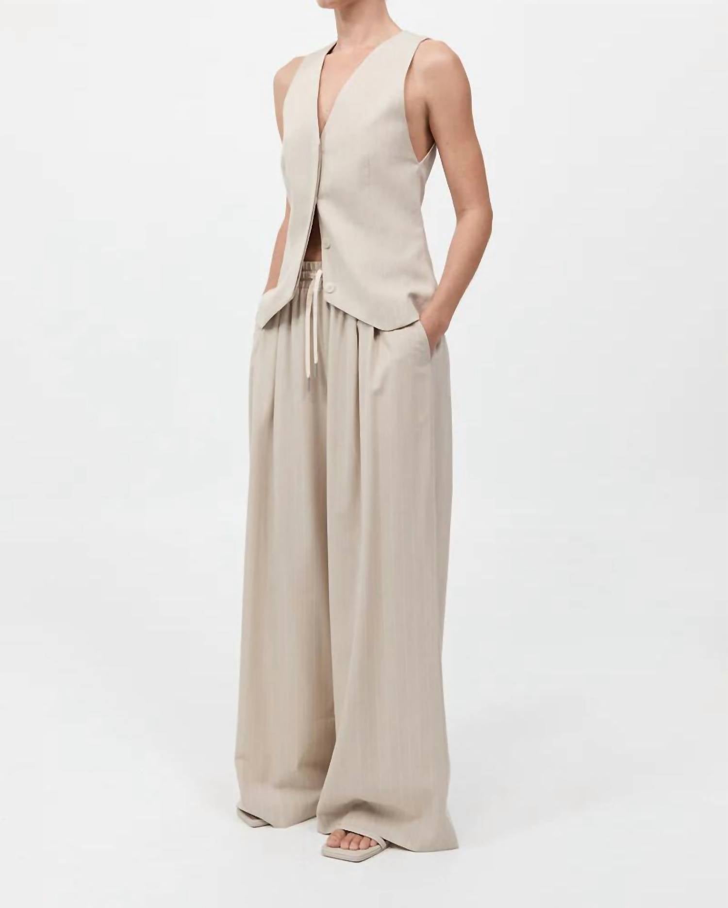 St. Agni - Pinstripe Wool Drawstring Pants