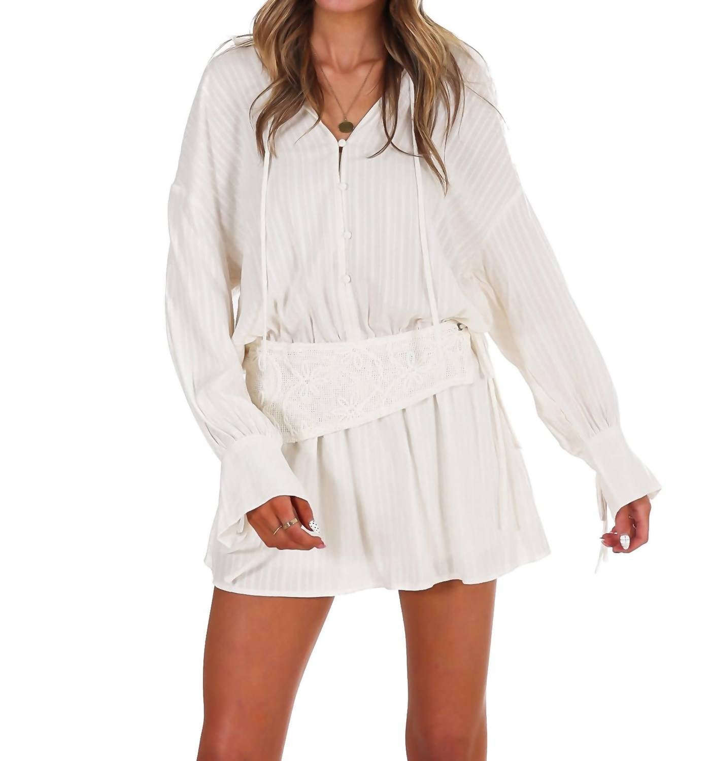LE LIS Easy Days Low Waist Shirt Dress in cream - women's dress