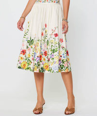 Current Air - Floral Printed A-line Midi Skirt
