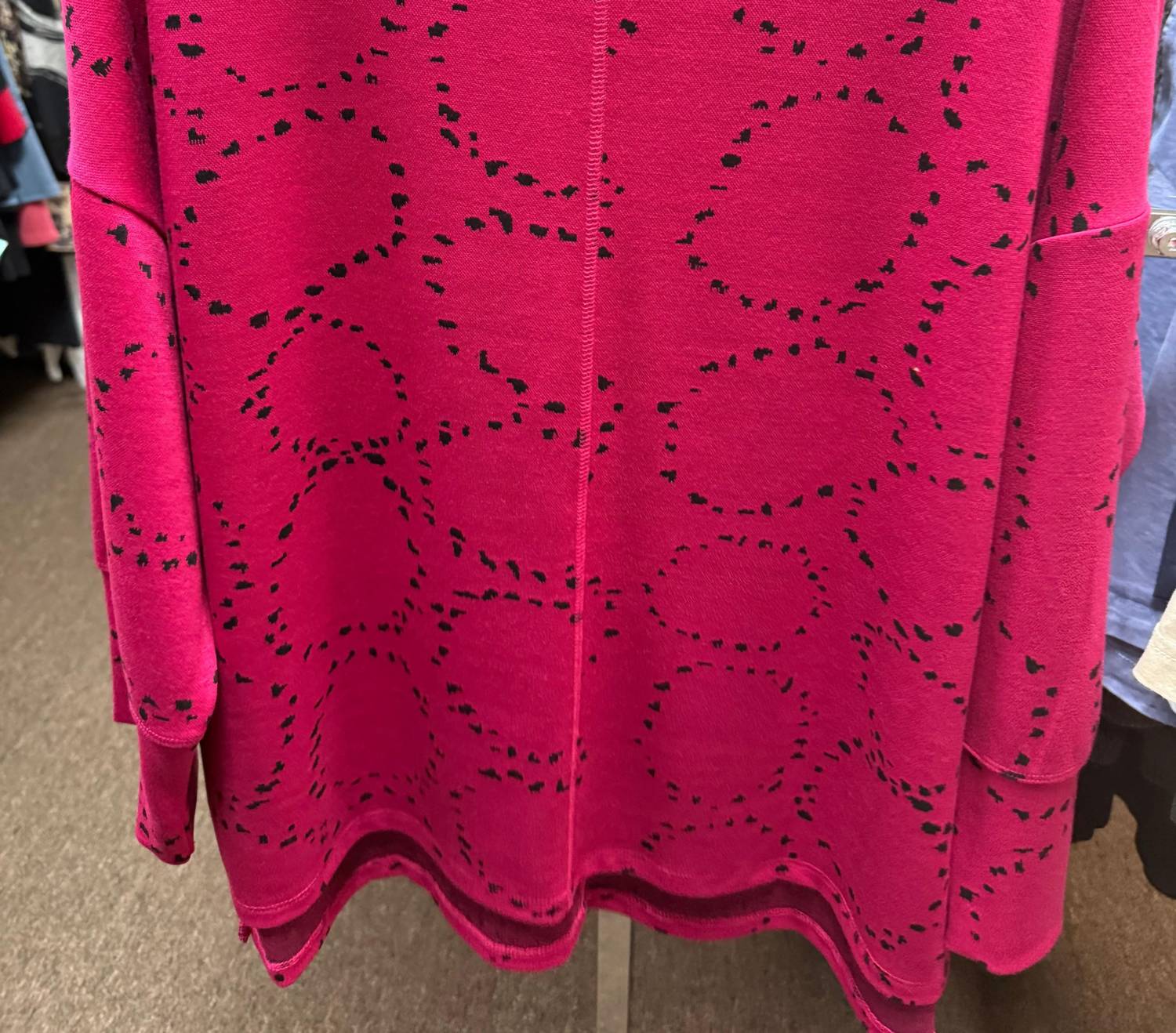 habitat Circle Knit Boxy Crew Top in merlot - women's long sleeve top - detail view