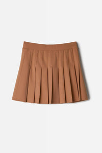 FANTASTIC FAWN Stretch Fabric Pleated Skort in camel - women's skirt - detail view