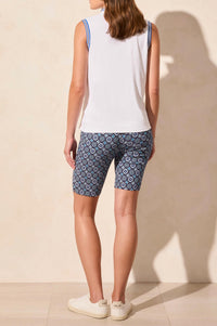 Tribal - Stripe Edge Mock Neck Tank
