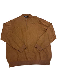 Roundtree & Yorke Quarter Zip Sweater in brown - men's sweater - detail view