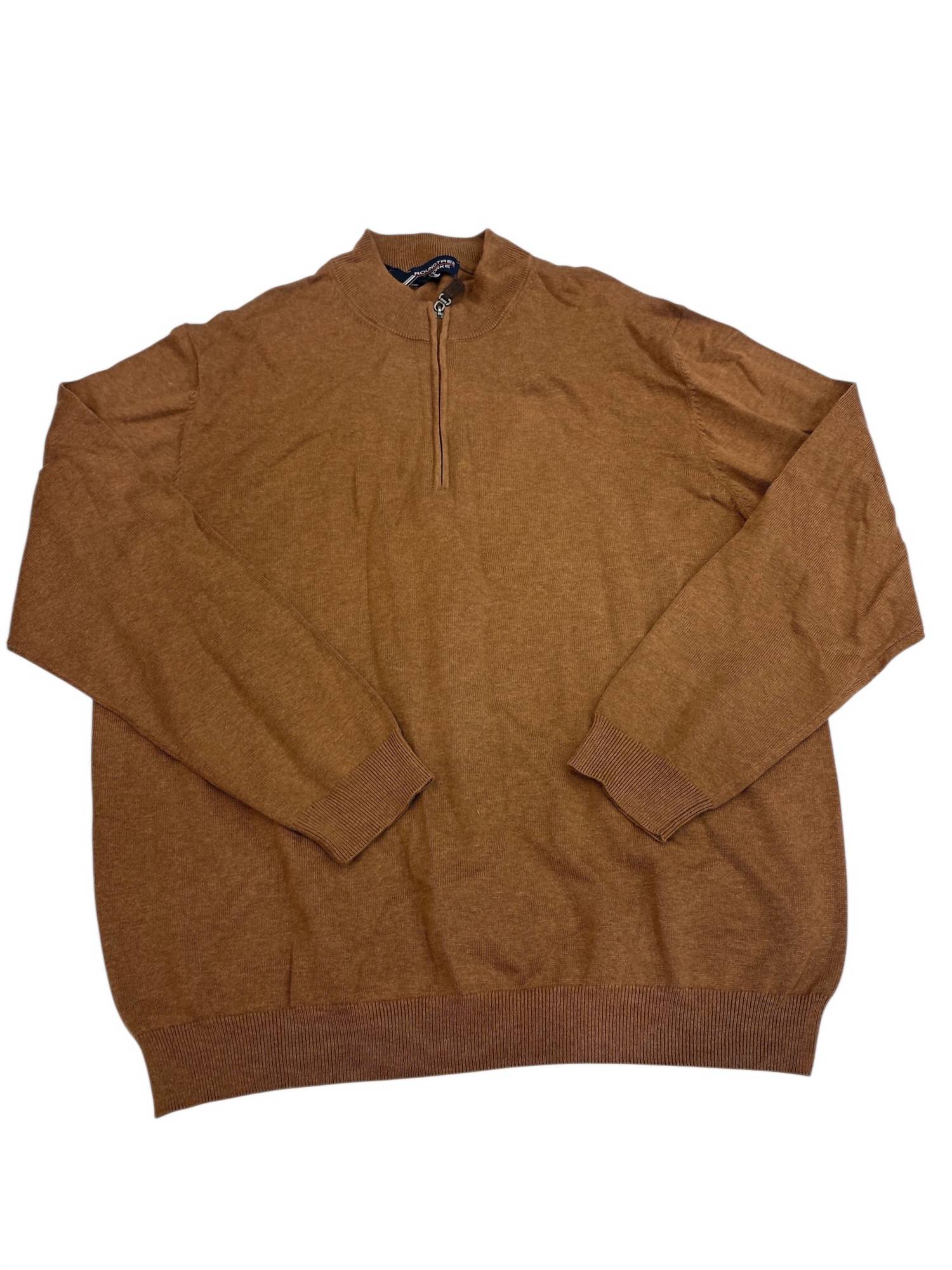 Roundtree & Yorke Quarter Zip Sweater in brown - men's sweater - detail view