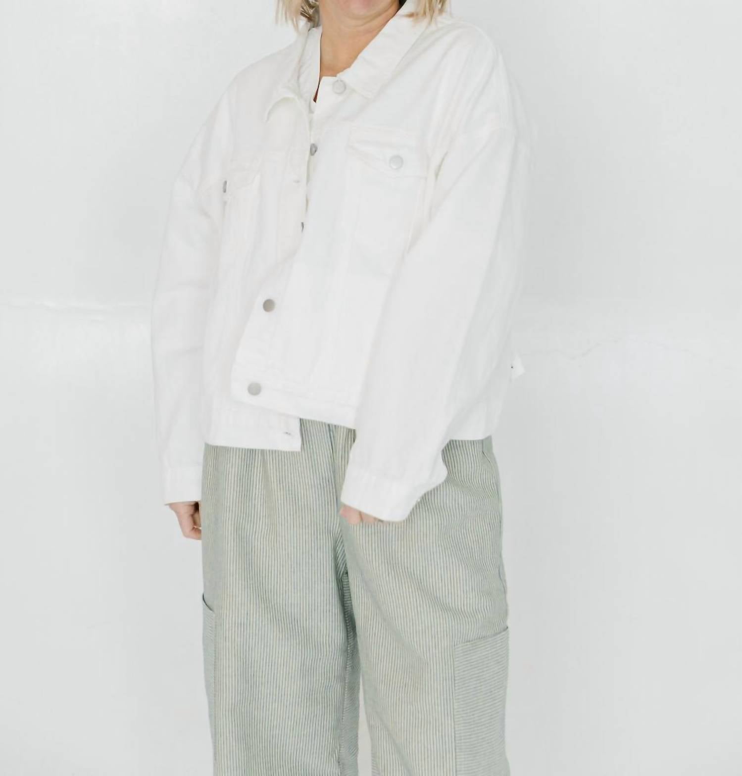 Mikarose Gemma Denim Jacket in white - women's jacket