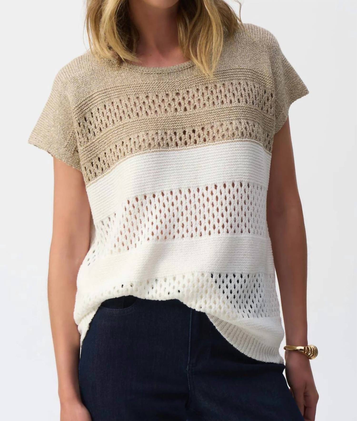 Joseph Ribkoff - COLOR BLOCK KNIT PULLOVER TOP