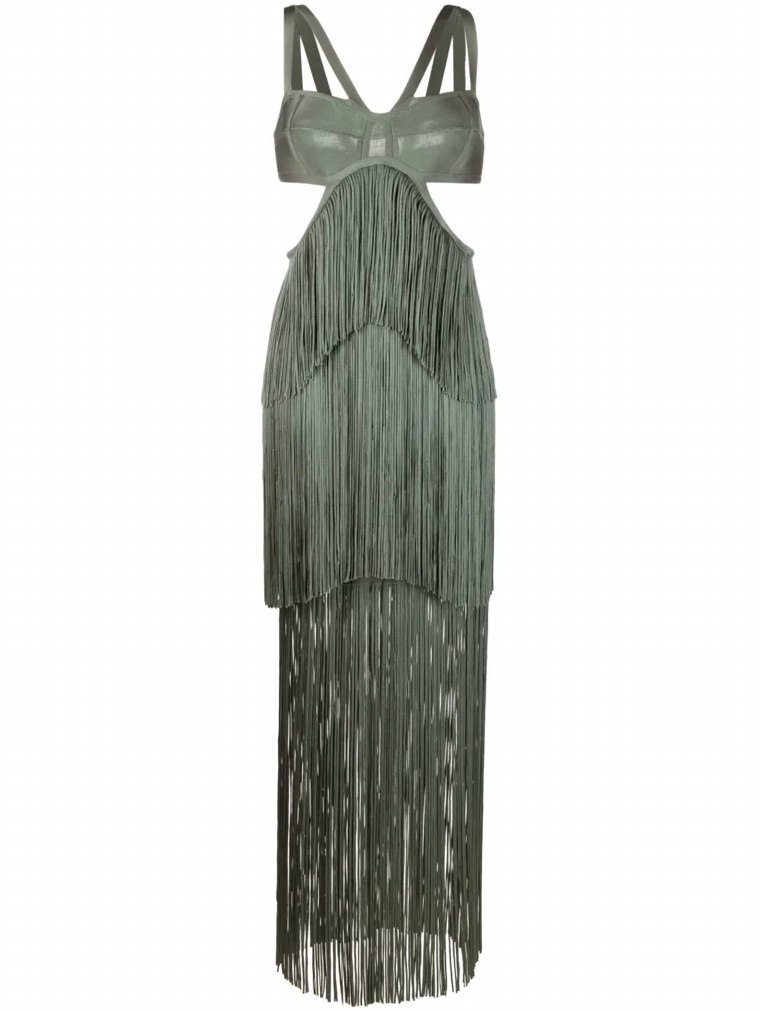Herve Leger - Tiered Fringe Maxi Gown