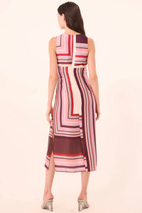 Misa Los Angeles Kina Dress in chocolate geo stripe - women's dress - alternate view