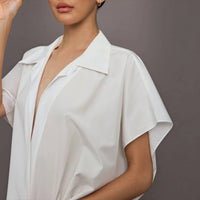 Norma Kamali - Super Boyfriend Neck Shirt Bodysuit