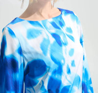 Joseph Ribkoff - Floral Fringe Cuff Satin Shift Dress