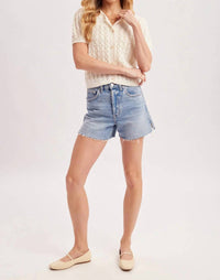 Bluivy - Pointelle Button Down Shirt Knit Cardigan