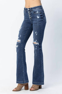 Judy Blue - Superstar Button Fly Flare Destroyed Jeans