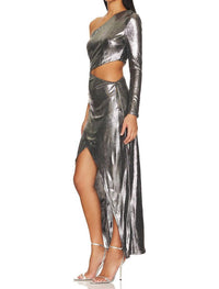 Karina Grimaldi - One Shoulder Dress With Long Sleeve Cutout Dress